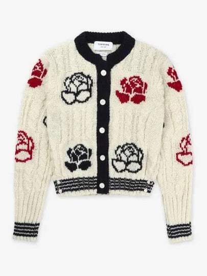 Rose intarsia cable knit cardigan FKC603BY1506 - THOM BROWNE - BALAAN 2