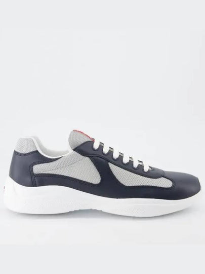 America's Cup Leather Low Top Sneakers Silver Navy - PRADA - BALAAN 2