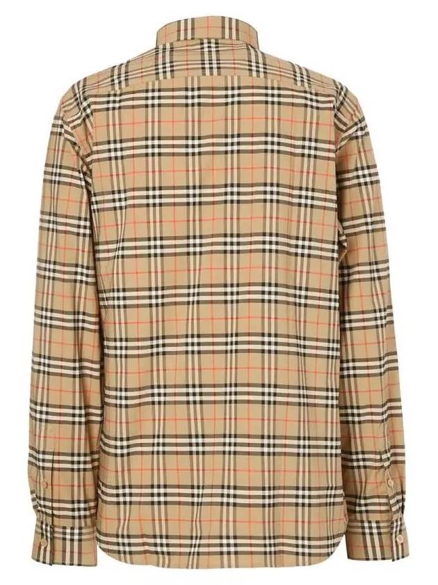 Small Scale Check Stretch Cotton Long Sleeve Shirt Beige - BURBERRY - BALAAN 4