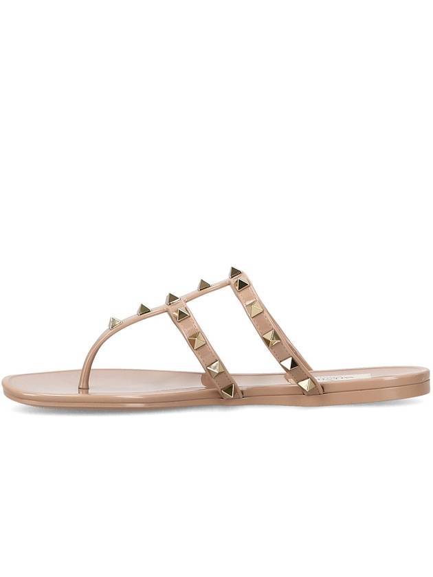 Women's Rockstud Flip Flops Pink Beige - VALENTINO - BALAAN 1