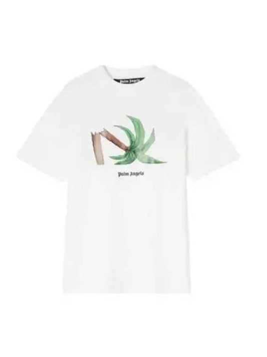 White Cotton Broken Palm T-Shirt PMAA001C99JER0130155 B0480001046 - PALM ANGELS - BALAAN 2