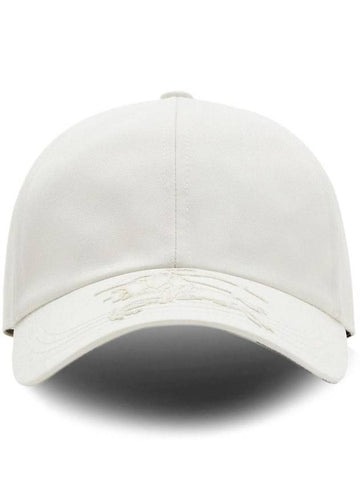 EKD Appliquéd Cotton Blend Ball Cap White - BURBERRY - BALAAN 1