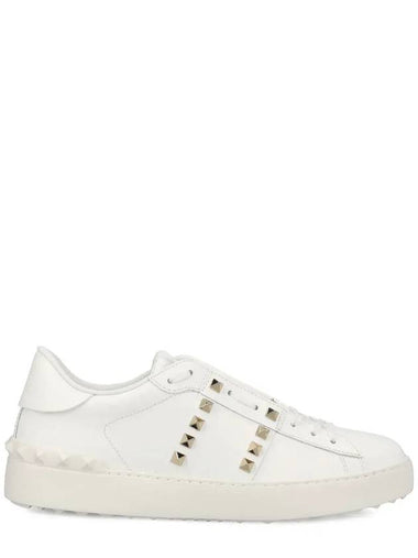 Rockstud Untied Low Top Sneakers White - VALENTINO - BALAAN 1