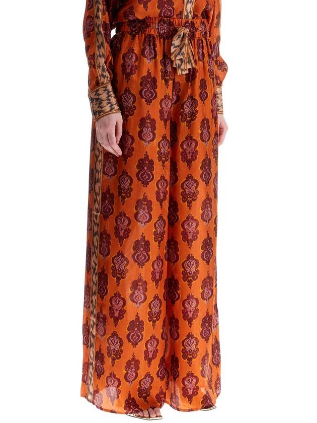 high waist wide leg ikat print silk pants orange - ZIMMERMANN - BALAAN 2