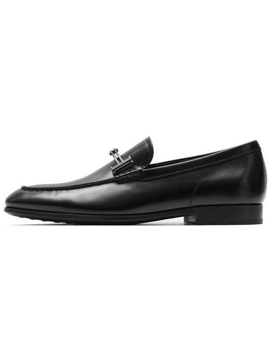 Double T Logo Leather Loafers Black - TOD'S - BALAAN 2