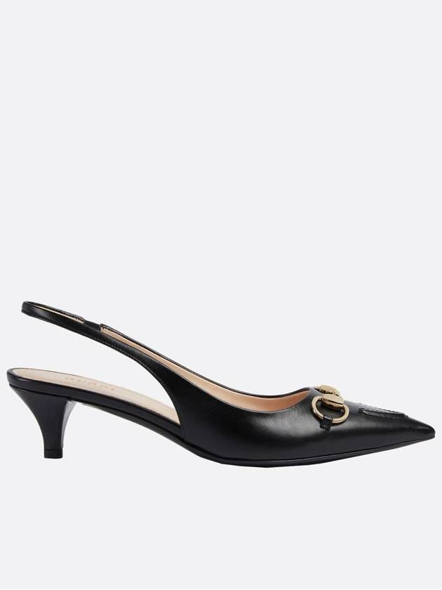 Horsebit slingback pump black leather - GUCCI - BALAAN 2