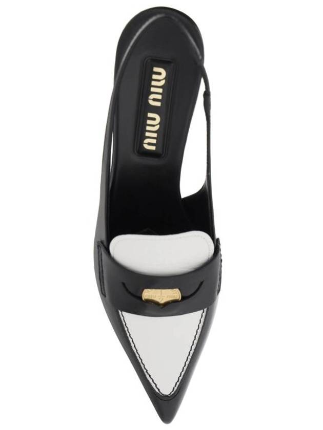 Leather Penny Slingback Heels Black - MIU MIU - BALAAN 3