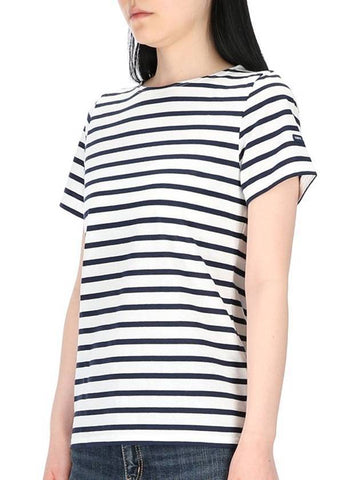 Etrille Striped Short Sleeve T-Shirt Neige Marine - SAINT JAMES - BALAAN 1