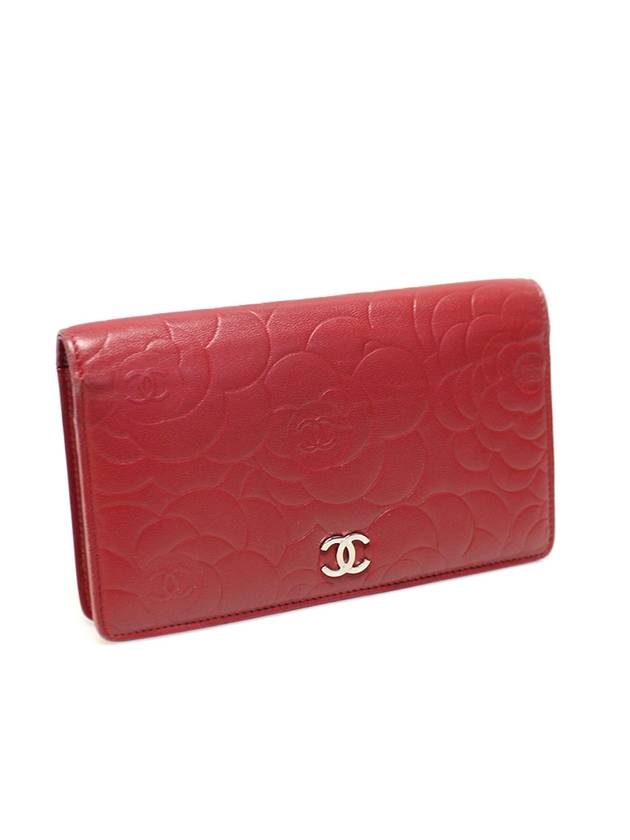 Women s Chanel A36544 Red Lambskin Camellia Silver CC Logo Long Wallet 14th Unit gt Gangbuk used luxury goods - CHANEL - BALAAN 4