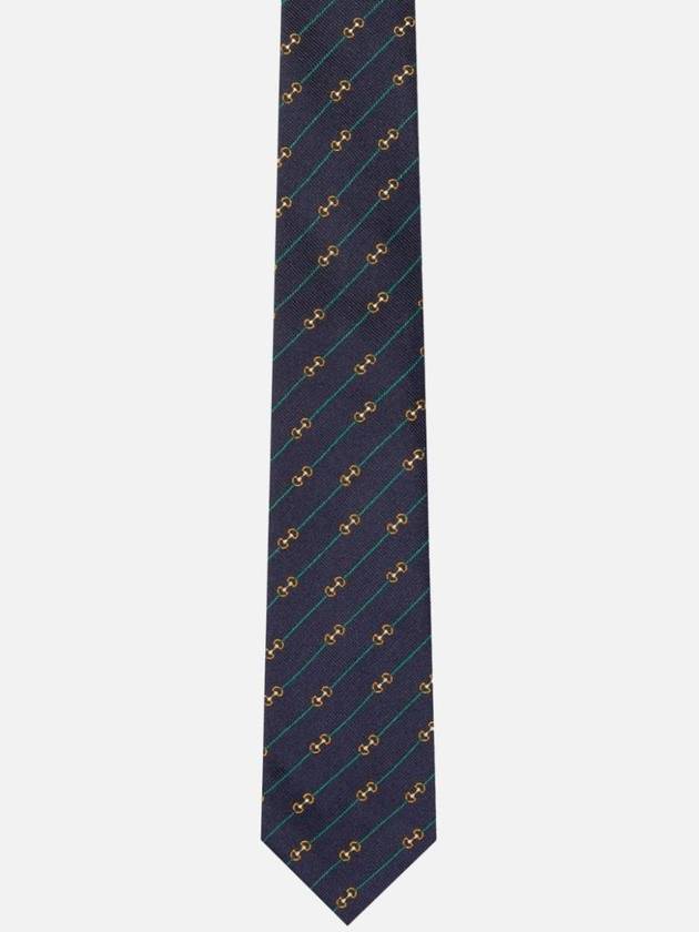 Horsebit Silk Jacquard Neck Tie Blue - GUCCI - BALAAN 1