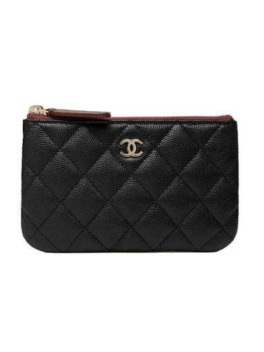 Gold CC Logo Small Calfskin Pouch Bag Black - CHANEL - BALAAN 1