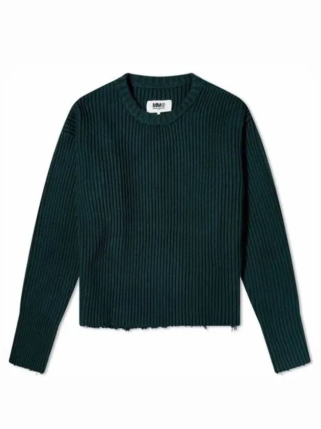 Distressed Cut Out Knit Top Dark Green - MAISON MARGIELA - BALAAN 2