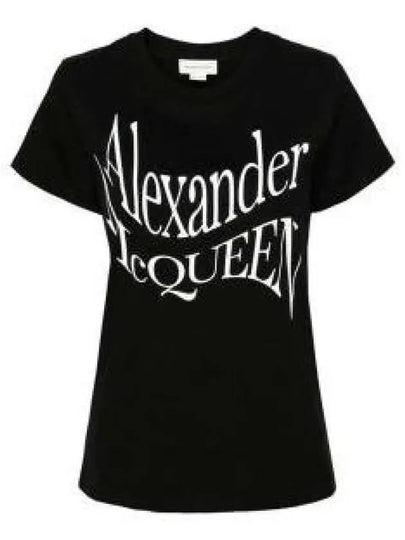 Logo Printed Crewneck Short Sleeve T-Shirt Black - ALEXANDER MCQUEEN - BALAAN 2