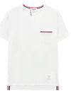 Men's Medium Weight Jersey Tipped Pocket Crewneck Short Sleeve T-Shirt White - THOM BROWNE - BALAAN 2