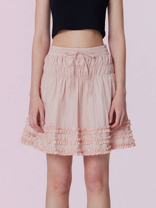 Shining shirring mini skirt_Peach pink - OPENING SUNSHINE - BALAAN 2