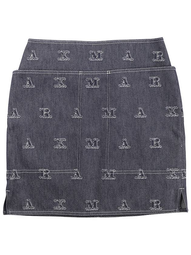 Logo Pattern Denim Cotton H-Line Skirt Navy - MAX MARA - BALAAN 2