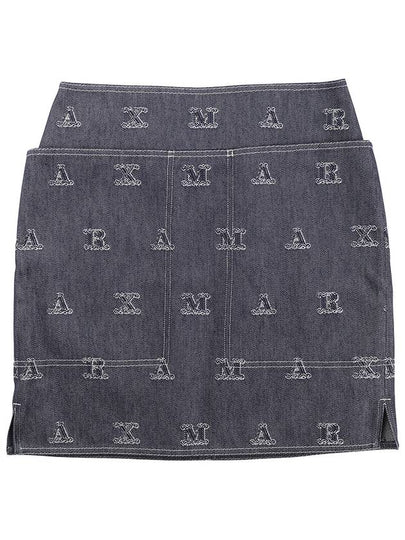 Logo Pattern Denim Cotton H-Line Skirt Navy - MAX MARA - BALAAN 2