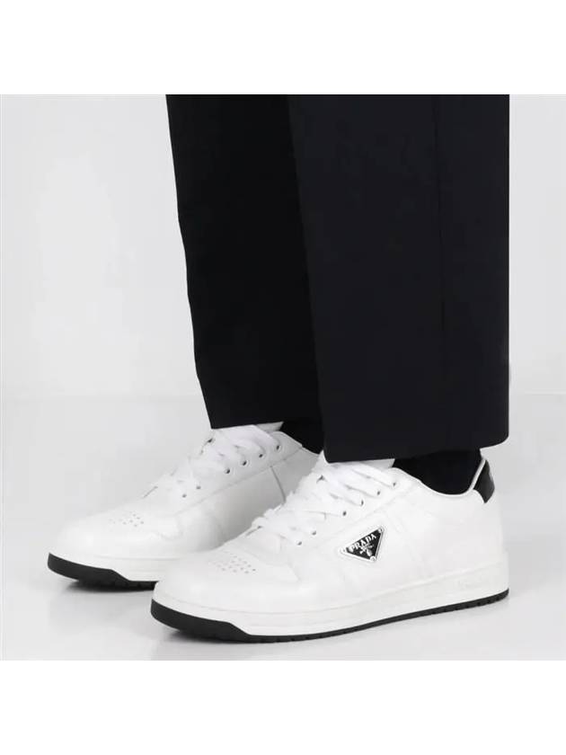 Downtown Triagle Logo Leather Low Top Sneakers White - PRADA - BALAAN 5