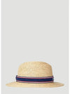 Embossed Logo Band Raffia Bucket Hat Beige - MIU MIU - BALAAN 4