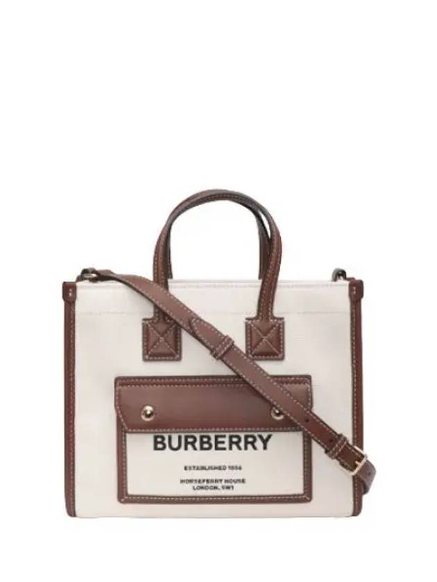 Mini Two tone Canvas Leather Freya Tote Bag Women Cross - BURBERRY - BALAAN 1