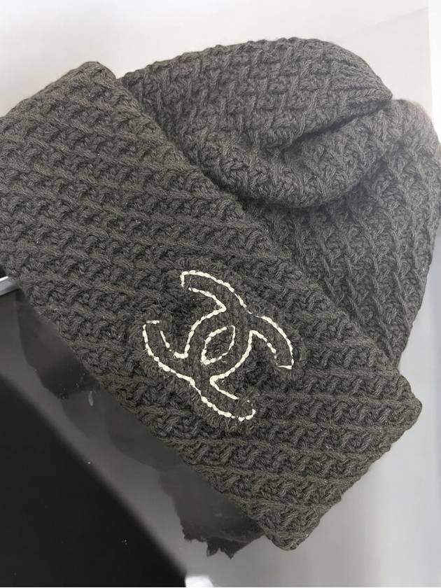 CC Logo Cashmere Beanie Hat Black Fall Winter Unisex - CHANEL - BALAAN 3