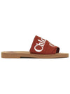 Woody Logo Flat Mule Slippers Terracotta Red - CHLOE - BALAAN 3