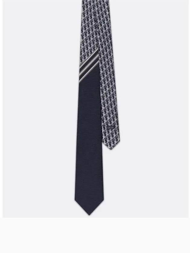 Oblique Striped Silk Tie Navy - DIOR - BALAAN 2