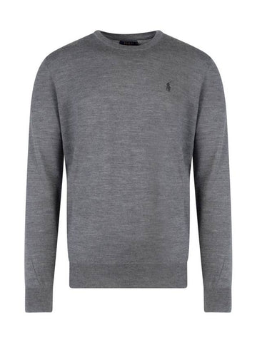 Logo Crew Neck Wool Knit Top Grey - POLO RALPH LAUREN - BALAAN 1