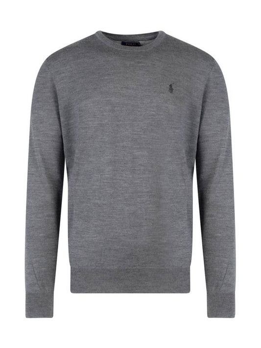 Logo Crew Neck Wool Knit Top Grey - POLO RALPH LAUREN - BALAAN 1