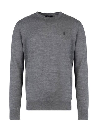 Logo Crew Neck Wool Knit Top Grey - POLO RALPH LAUREN - BALAAN 2