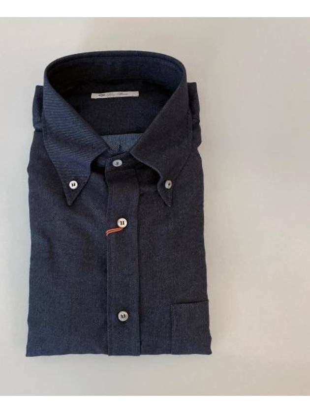 Agui Button Down Cotton Cashmere Long Sleeve Shirt Somber Blue - LORO PIANA - BALAAN 2