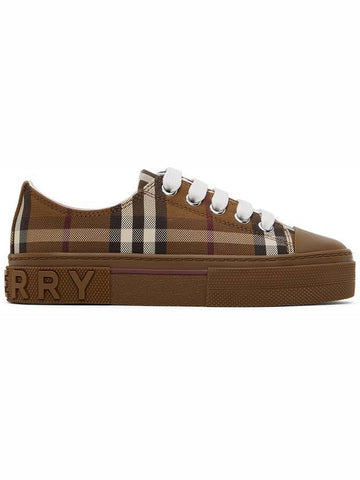 Kids Check Minijack Low Top Sneakers Birch Brown - BURBERRY - BALAAN 1