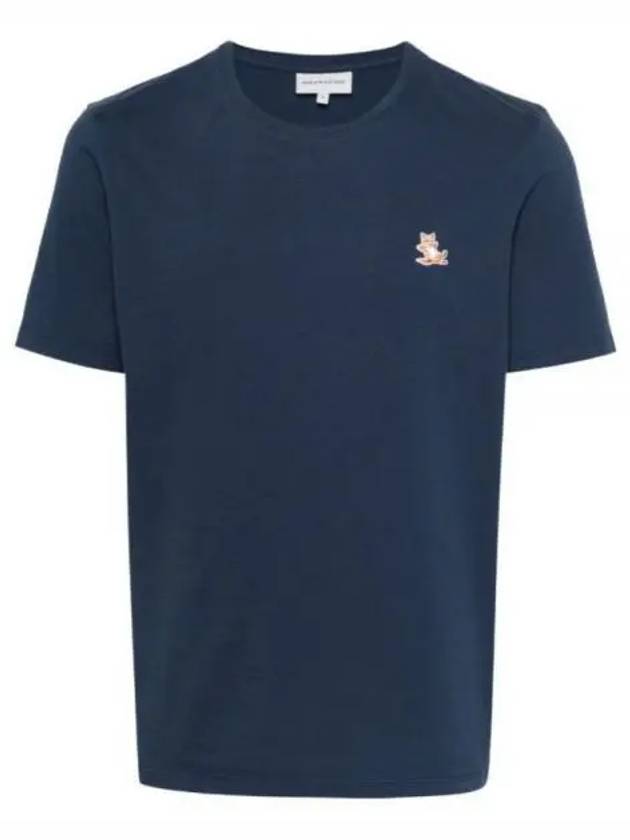 Chillax Fox Patch Regular Short Sleeve T-Shirt Navy - MAISON KITSUNE - BALAAN 2