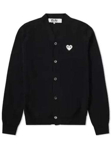 White Heart Wappen V-neck Cardigan Black - COMME DES GARCONS - BALAAN 1