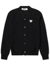 White Heart Waffen V-neck Knit Cardigan Black - COMME DES GARCONS - BALAAN 1