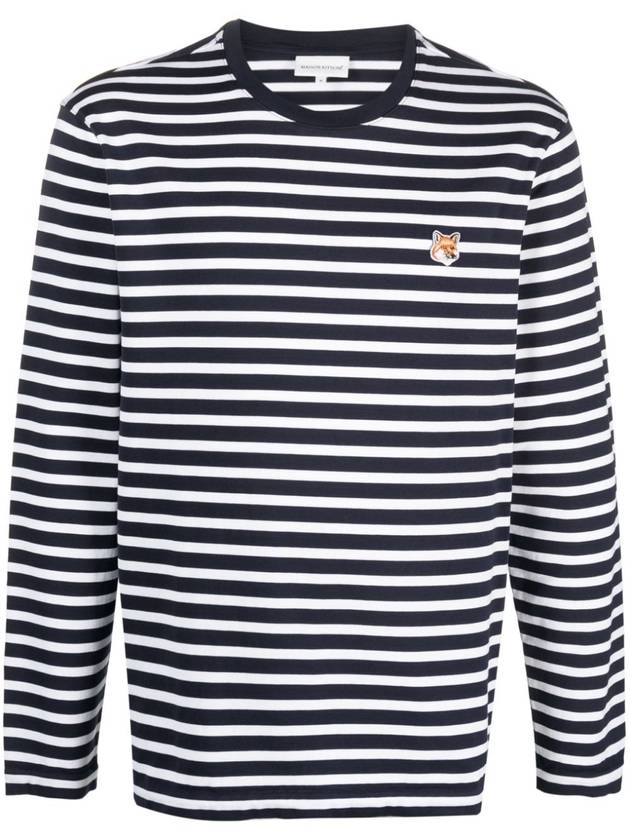 Fox Head Patch Regular Marin Long Sleeve T Shirt Navy Stripes - MAISON KITSUNE - BALAAN 3