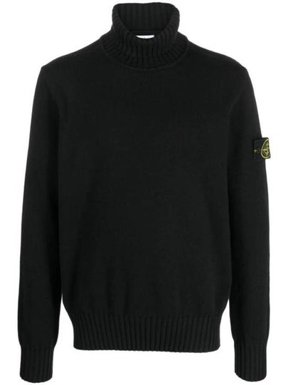 Wappen Patch Loose Fit Cotton Turtleneck Black - STONE ISLAND - BALAAN 2