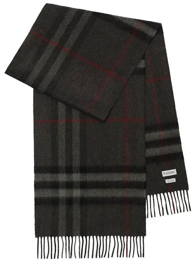 Check Cashmere Scarf Charcoal - BURBERRY - BALAAN 2