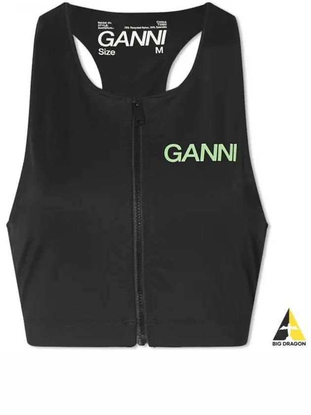 Active Racerback Zipper Sleeveless Black - GANNI - BALAAN 2