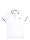 MONCLER logo patch cotton short sleeve PK shirt optical white J1091 8A70300 84556 001 - MONCLER - BALAAN