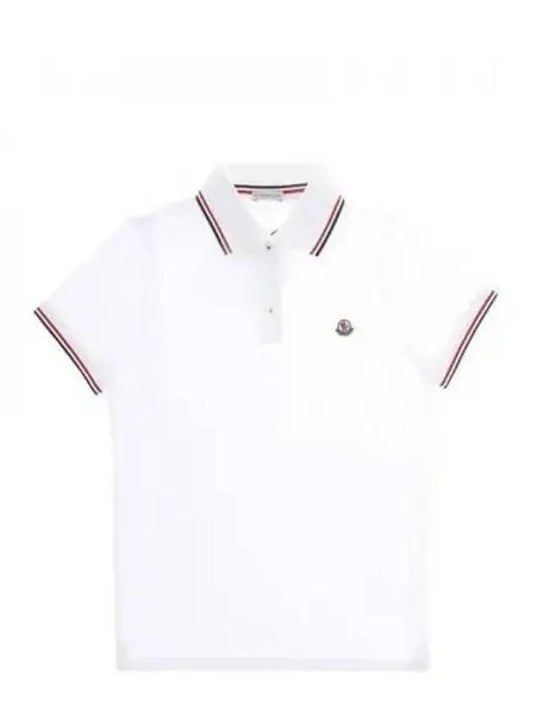 MONCLER logo patch cotton short sleeve PK shirt optical white J1091 8A70300 84556 001 - MONCLER - BALAAN