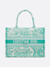 Toile De Jouy Embroidery Medium Book Tote Bag Green - DIOR - BALAAN 1