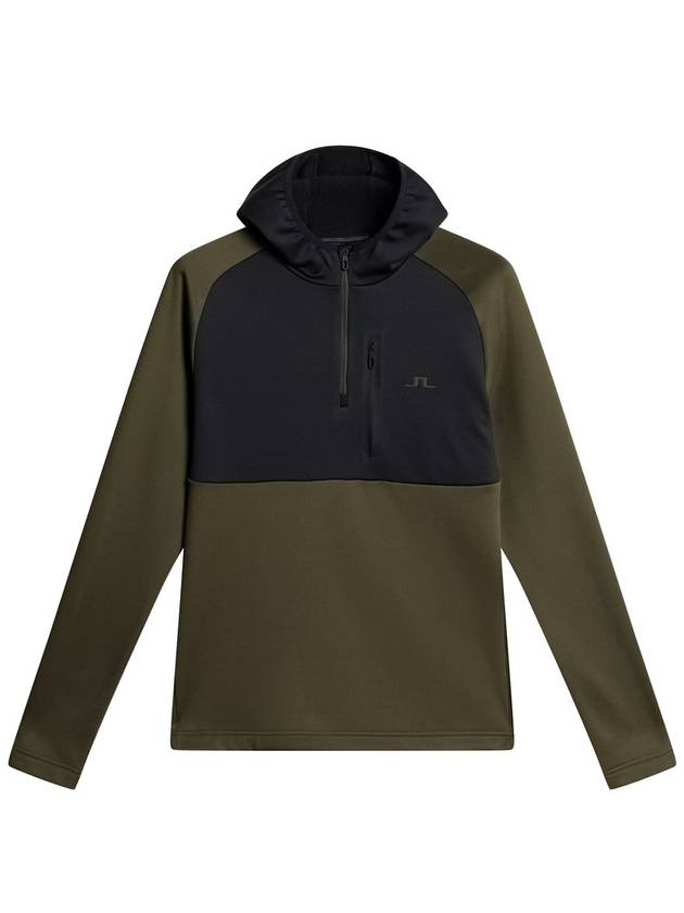 Men's Adam Quarter Zip Hoodie Forest Green - J.LINDEBERG - BALAAN 1