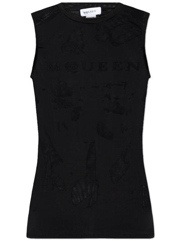 Alexander McQueen Logo Top, Women's, Black - ALEXANDER MCQUEEN - BALAAN 1