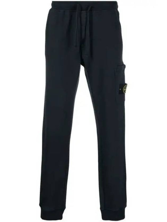 Men's Wappen Patch Cotton Fleece Track Pants Navy - STONE ISLAND - BALAAN 2