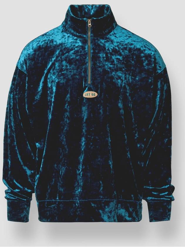 LET GO Velvet Half Zip Up Teal - BLACKMAMBA - BALAAN 2