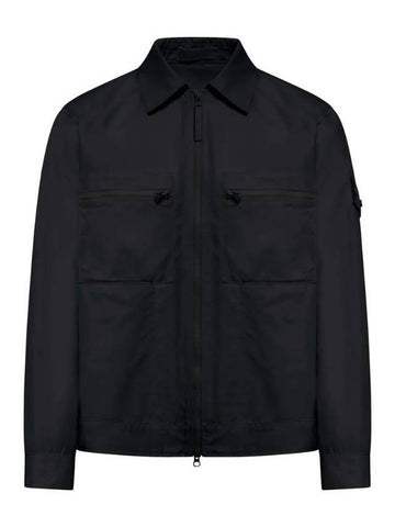 Cotton Canvas Zip-up Jacket Black - STONE ISLAND - BALAAN 1