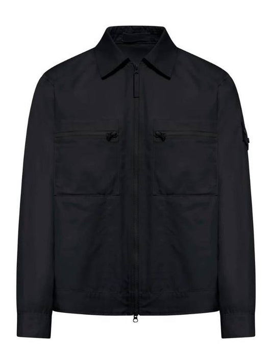 Cotton Canvas Zip-up Jacket Black - STONE ISLAND - BALAAN 1