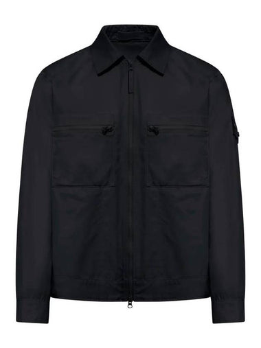 Cotton Canvas Zip-up Jacket Black - STONE ISLAND - BALAAN 1