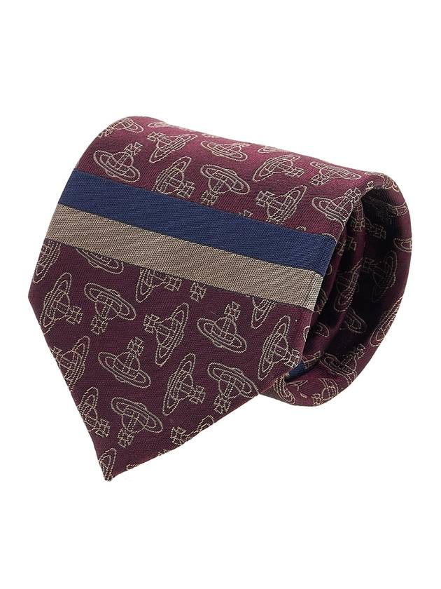 All Over Logo Silk Jacquard Tie Burgundy - VIVIENNE WESTWOOD - BALAAN 10